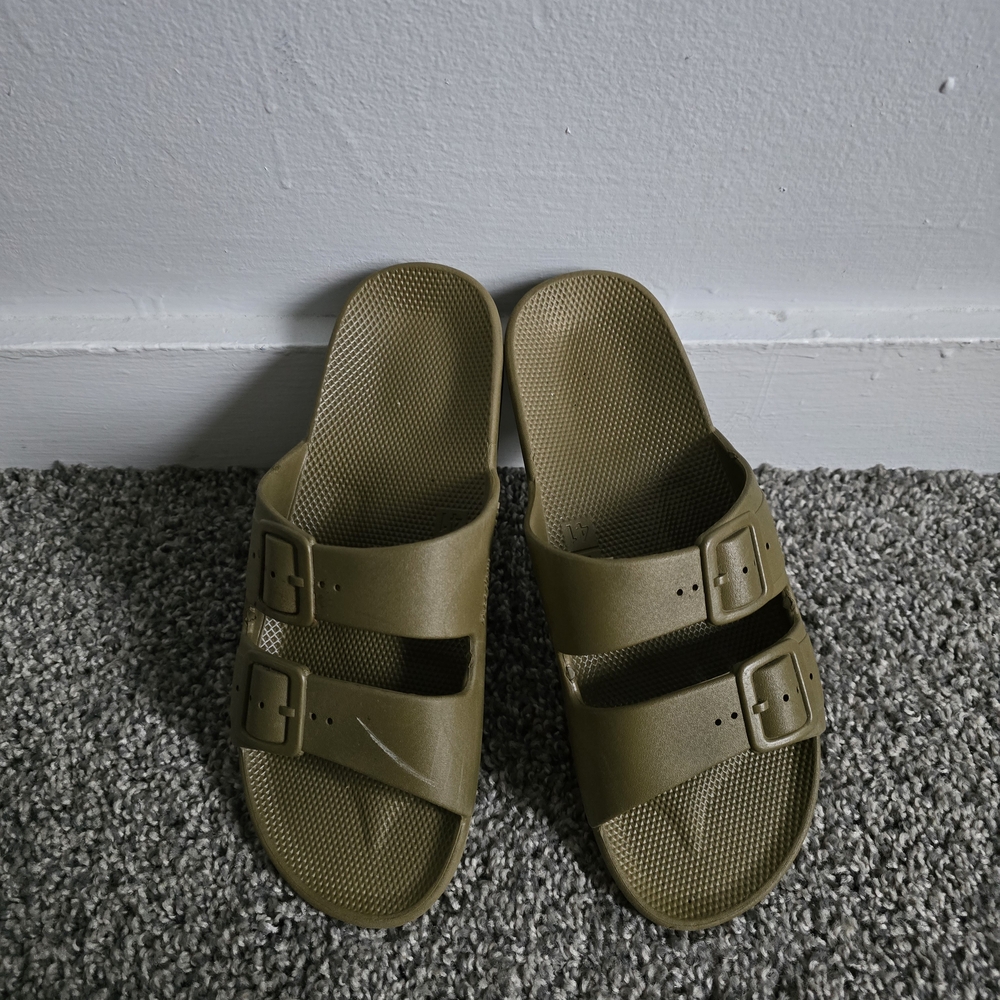Olive Green Slide Sandals